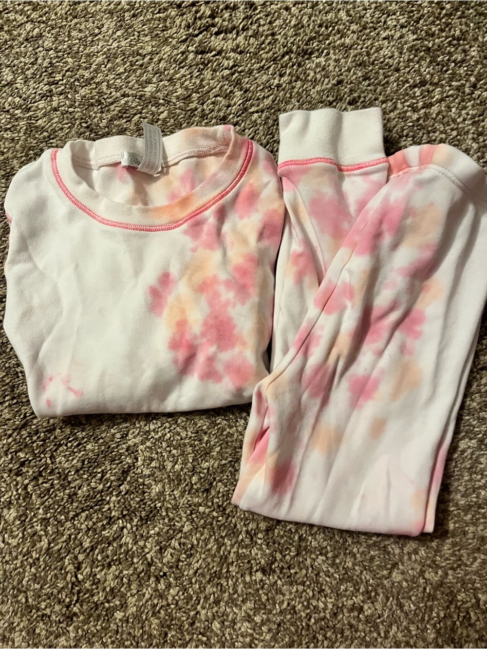 Girls Pink Tie-Dye Two-Piece Pajama Set